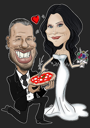 Caricatura con Pizza sfondo nero