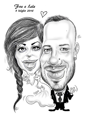 Caricatura bianco e nero digitalizzata a